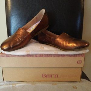 Born Sebra Bronze Loafers, Size 7 (with original box)